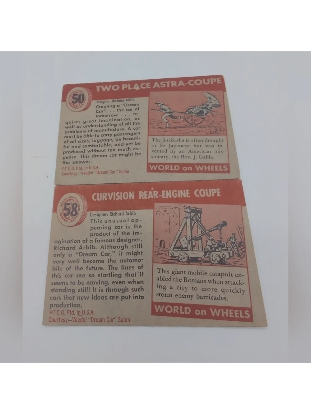 1954 Topps Car Card Set 6 Prototypes Cemo Turbo, Lucciola, Allen Williams++
